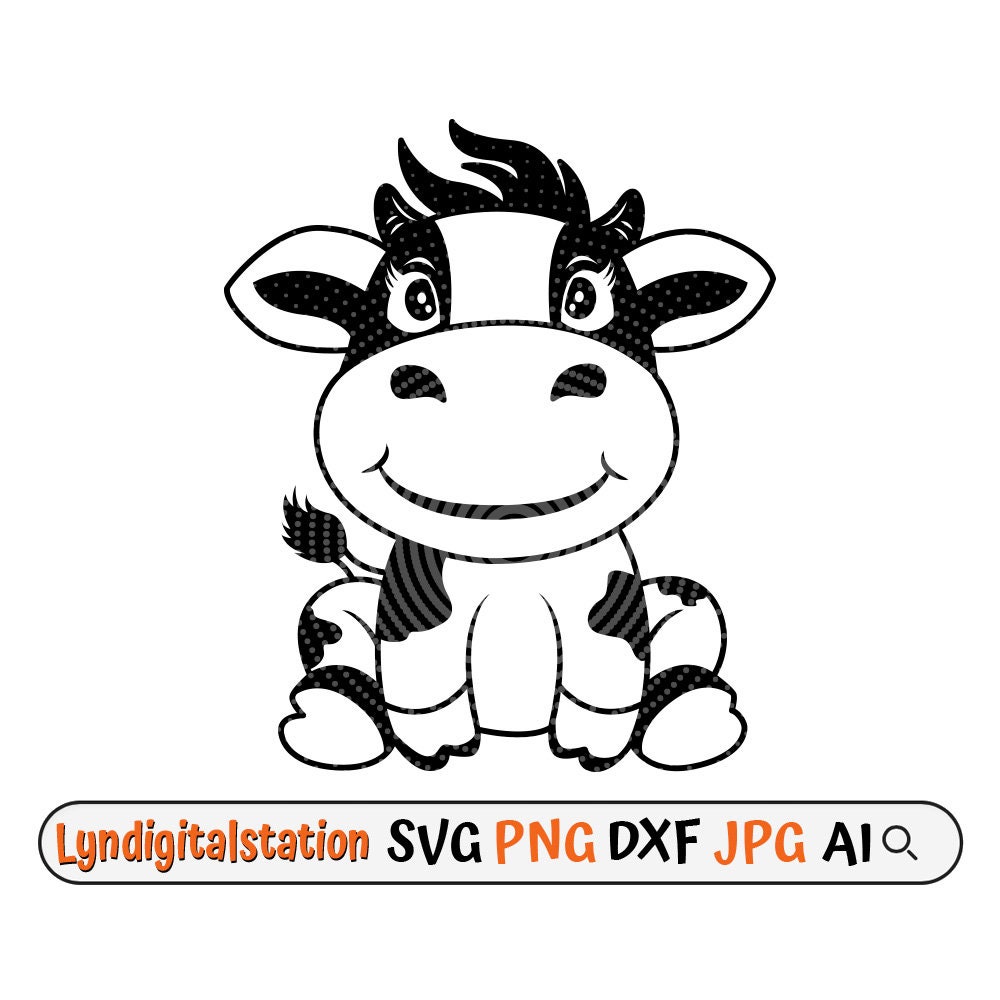 Cute Calf Svg Baby Cow Clipart Young Cow Cut File Farm Etsy UK