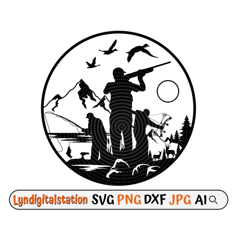 Hunting Scene Svg Outdoor Hunting Clipart Duck Hunting Cut - Etsy
