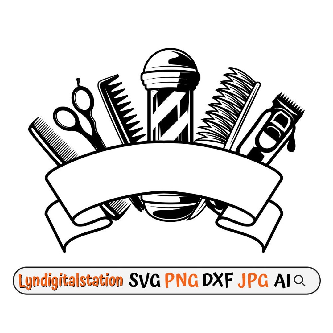 Barber Tools Svg Clipart Salon Cut File Hair Salon Stencil