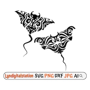 Polynesian Tribal Stingray SVG | Meerestier Clipart | Sea Creatur Cut File | Hawaiianische Fisch Schablone | Stingray T-Shirt Design | Dxf | Png