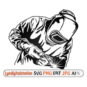 Puede incluir: Ilustración en blanco y negro de un soldador con máscara de soldar y soldando con una antorcha.