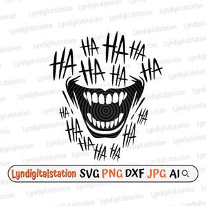 Joker Smile Svg | Happy Clipart | Smile Cut File | Laughing Faces Stencil | Joker T-shirt Design | Dxf | Png