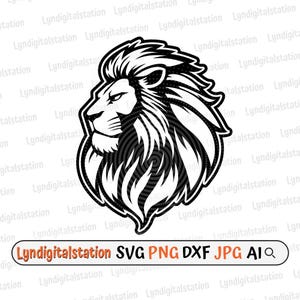 Löwe geschnitten Datei | Löwen Gesicht Clipart | Löwenkopf Schnittdatei | Dschungel König Schablone | Safari Tier T-Shirt Design | König der Dschungel Dxf | Maskottchen Png