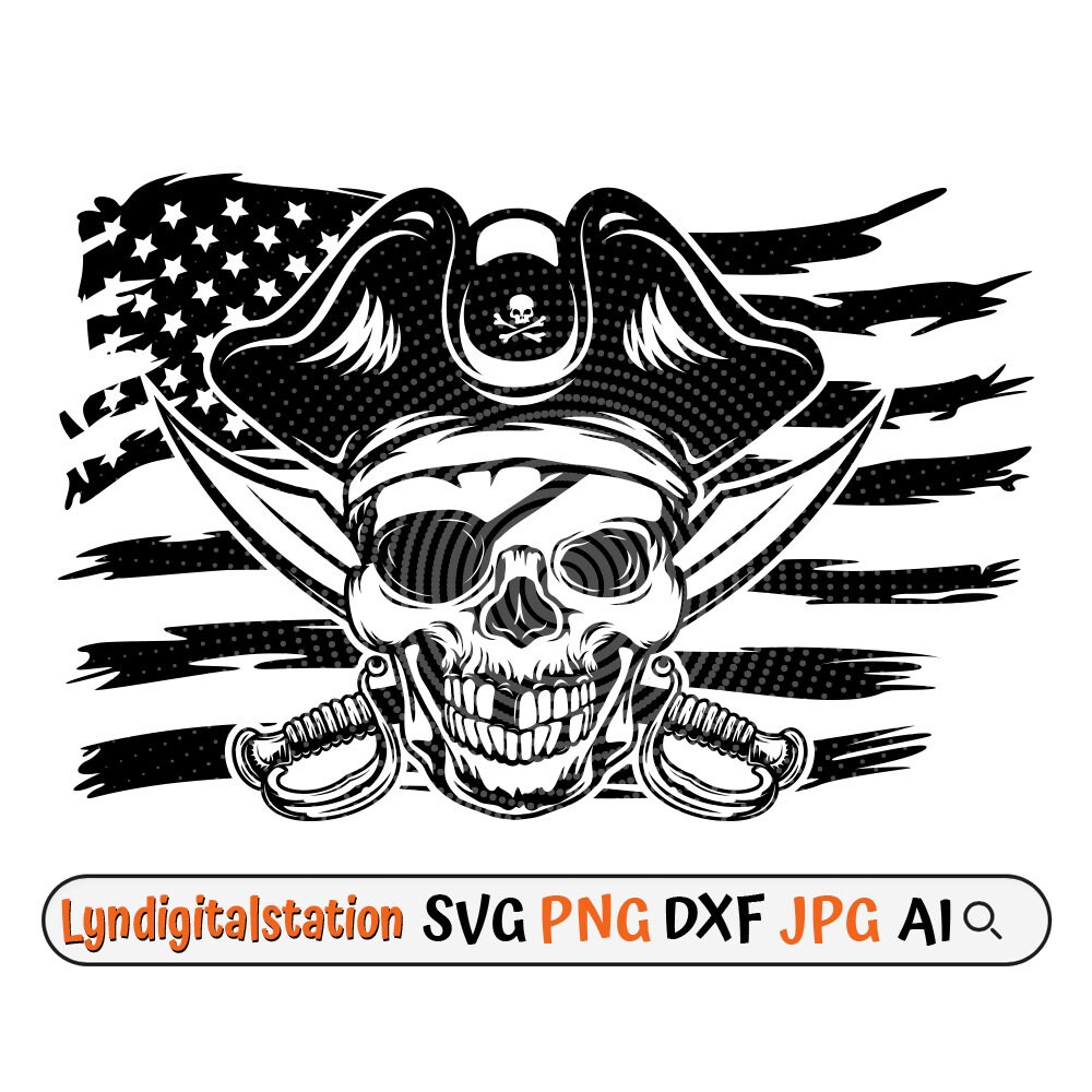 US Pirate Skull Svg Pirate Clipart Pirate Sword Cut File - Etsy