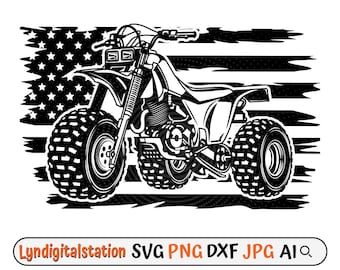 US Three Wheels Svg | Off Road Motorcycle Racing Clipart | Dirt Bike Cut File | Sport Stencil | Motocross Rider T-shirt Design | Dxf | Png
