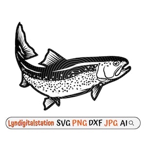 Trout Fish Svg | Fishes Clipart | Fish Cut File | Marine Life Stencil | Lake Fish T-shirt Design | Aquatic Marine Life Dxf | Fishing day PNG