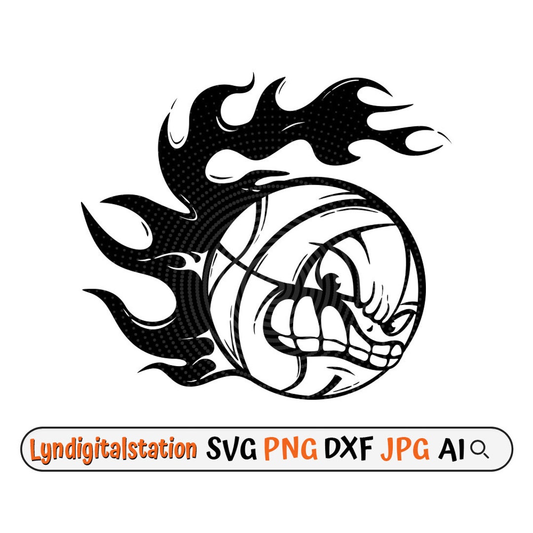 Basket Ball Svg Angry Ball Clipart Ball on Fire Cut File Flaming Ball ...