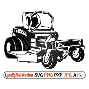 Lawn Mower Svg | Grass Cutter Clipart | Gardener Cut File | Zero Turn Lawn Mower Stencil | Garden Machine Tshirt Design | Gardener Dxf | Png