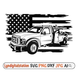US Towing Truck Svg | Towing Service Clipart | Tow Trucker Cut File | Tow Owner Tshirt Design | Truck Driver Stencil | Towing Crew Dxf | Png