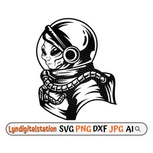 Astronaut Alien Svg | Astronaut Clipart | Alien Cut File | Spaceman Stencil | Extraterrestrial T-shirt Design | Space Travelers Dxf | Png
