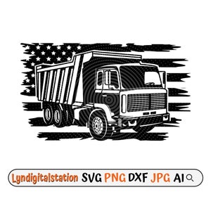 US Dump Truck Svg | US Dumper Clipart | Driver Cut File | Equipment Stencil | Construction T-shirt Design | Truck Driver Dxf | Operator Png