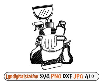 Cleaning Tools Svg | Cleaning Supplies Clipart | Cleaning Service Cut File | Janitorial Tools Stencil | Housekeeper shirt Design | Dxf | Png
