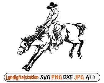 Cowboy Pferd Reiten SVG | Rodeo Clipart | Cowboy Cut File | Western Cowboy Schablone | Reiter T-Shirt Design | Pferdeliebhaber Dxf | Png