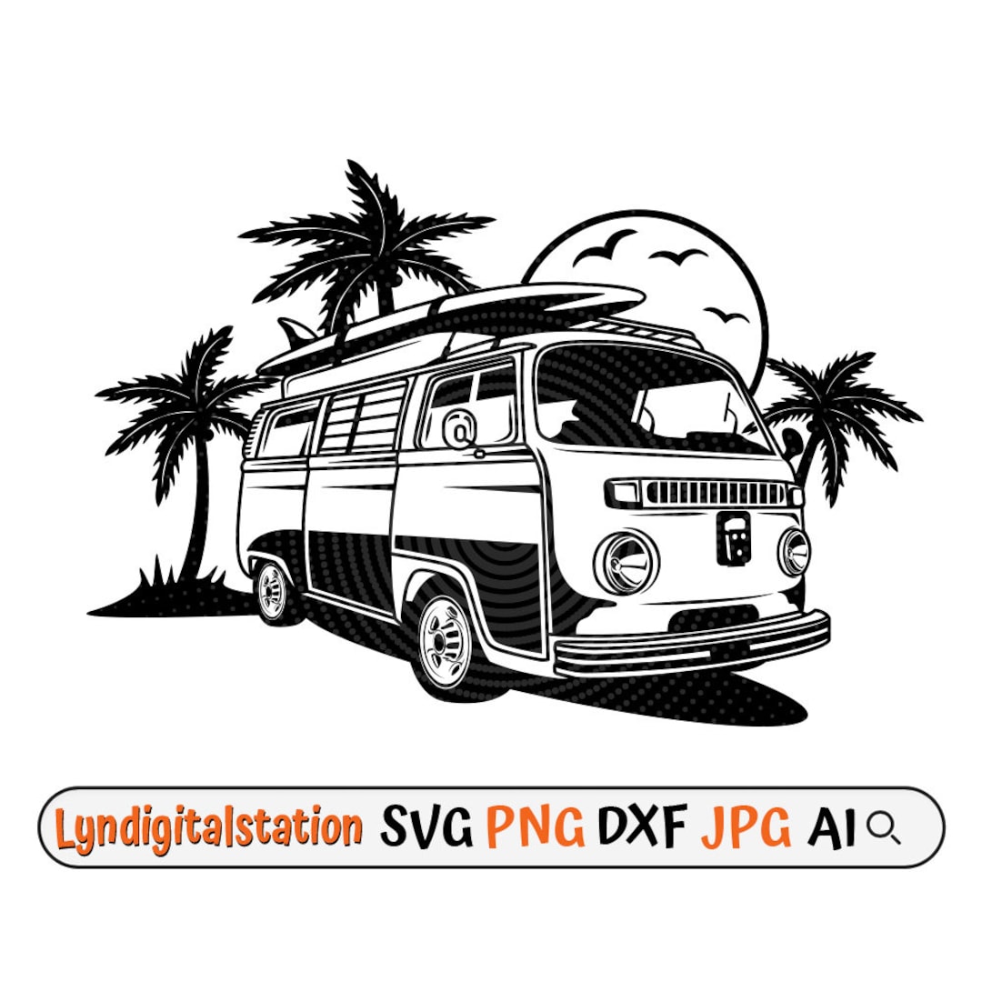 California Retro Surf Vintage Van Surfer Surfing Svg Png Dxf File –  artprintfile