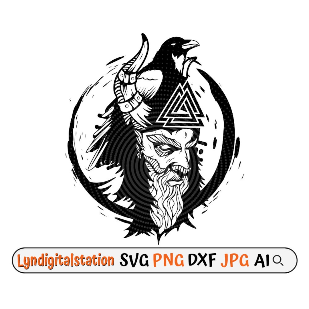 Odin Svg Clipart Viking God Cut File Norse God of Wisdom Stencil Norse