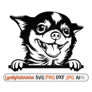 Chihuahua Peeking Svg | Smallest Dog Breed Clipart | Peeking Puppy Cut File | Mexican Dog Stencil | Dog Lover T-shirt Design | Pet Dxf | Png