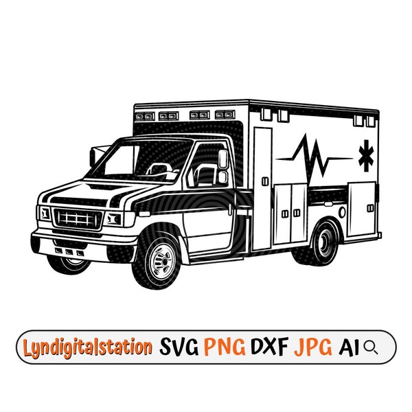 Ambulance Svg | Rescue Clipart | Medical Vehicle Cut File | Rescue Truck Stencil | Ambulance Team shirt Design | Emergency Vehicle Dxf | Png