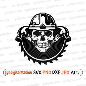 Carpenter Skull Svg | Dead Worker Clipart | Carpenter Cut File | Skull Construction Worker Stencil | Hammer T-shirt Design | Blade Dxf | Png