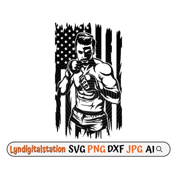 US MMA Fighter Svg | Mixed Martial Art Clipart | Combat Sport Cut File | Self Defense Stencil | Fighter T-shirt Design | US Karate Dxf | Png