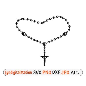 Holy Rosary vg | Rosary Bead Clipart | Religion Cut File | Christian Faith Stencil | Prayer Beads T-shirt Design | Catholic Symbol Dxf | Png