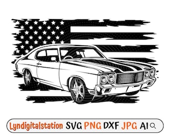 US Vintage Car Svg | Retro Car Clipart | Old Car Cut File | Muscle Car Stencil | Classic Car T-shirt Design | American Sports Car Dxf | Png