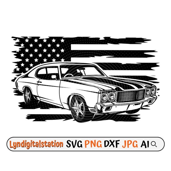 US Vintage Car Svg | Retro Car Clipart | Old Car Cut File | Muscle Car Stencil | Classic Car T-shirt Design | American Sports Car Dxf | Png