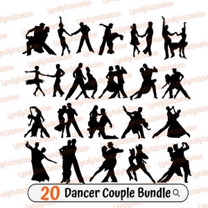 20 Dancer Couple Bundles Svg | Dance Sport Clipart | Ballroom Dancer Cut File | Dance Steps Stencil | Dance Partner shirt Design | Dxf | Png