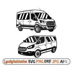 Könnte beinhalten: Schwarz-weiß-Linienzeichnung von zwei Lieferwagen. Die Lieferwagen sind frontal und seitlich abgebildet. Die Lieferwagen haben ein gestreiftes Muster an den Fenstern.