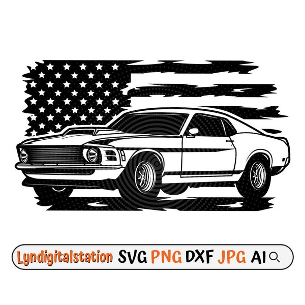 US Muscle Car Svg | Vintage Car Clipart | Retro Car Cut File | Car Lover Stencil | Classic Car Tshirt Design | American Sports Car Dxf | Png