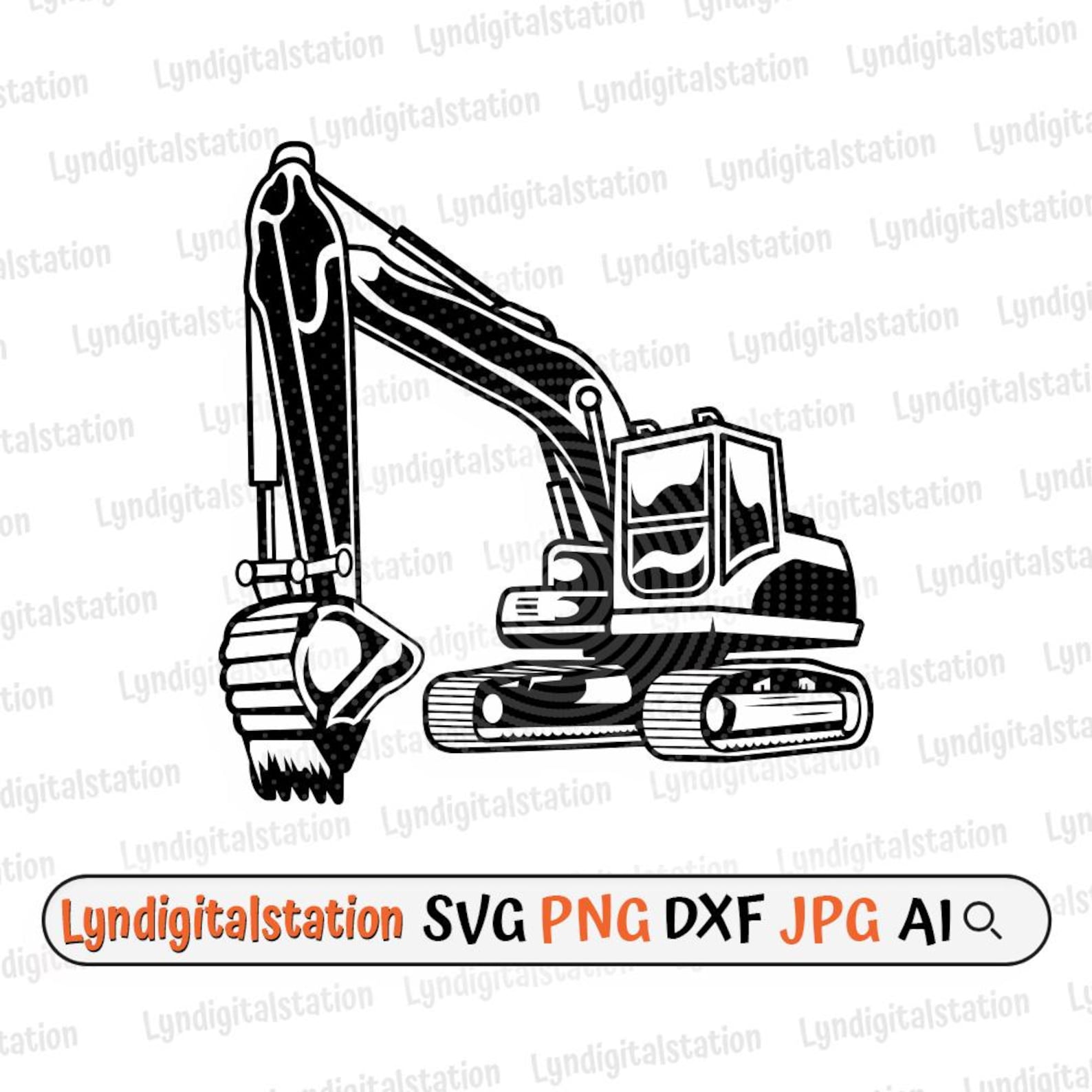 Excavator Svg | Heavy Equipment Clipart | Backhoe Cut File | Crane ...
