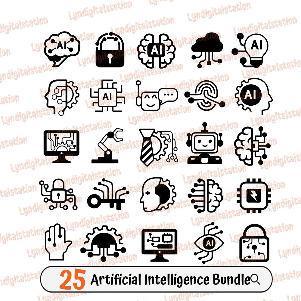 25 Artificial Intelligence Bundles Svg | AI Clipart | Digital ...