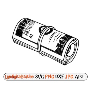 Nota de dólar Svg | Clipart de dinheiro rolado | Arquivo de corte de pilha de dinheiro | Estêncil Milionário | Design de camiseta com dinheiro | Cem Mil Dxf | png