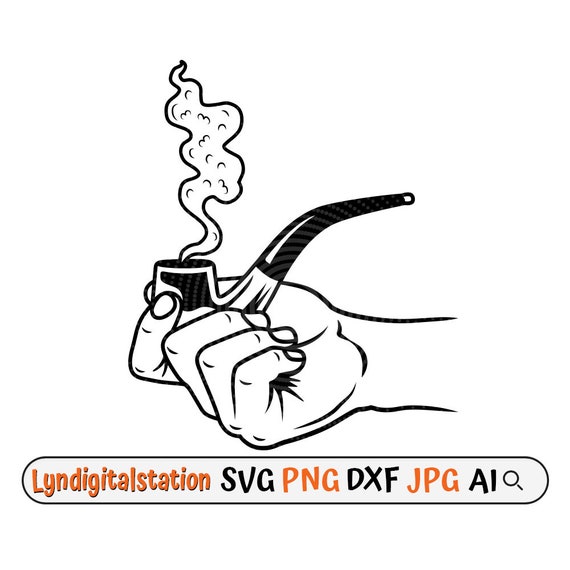 Pipa che fuma Svg / Mano che tiene la pipa da fumo Clipart / File di taglio  del fumo / Stencil di erba fumante / Design della camicia di tabacco /  Sigaro, image size:570x570