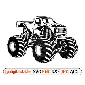 Monster Truck Svg | Off Road Vehicle Clipart | Extreme Ride Cut File | Four-wheel Steering Stencil | Big Truck T-shirt Design | Dxf | Png