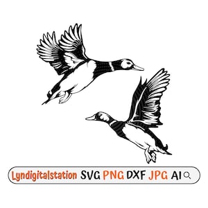 Wild Duck Svg | Flying Wild Ducks Clipart | Duck Cut File | Duck Hunting Stencil | Farm Animal T-shirt Design |  Outdoor Hunting Dxf | Png
