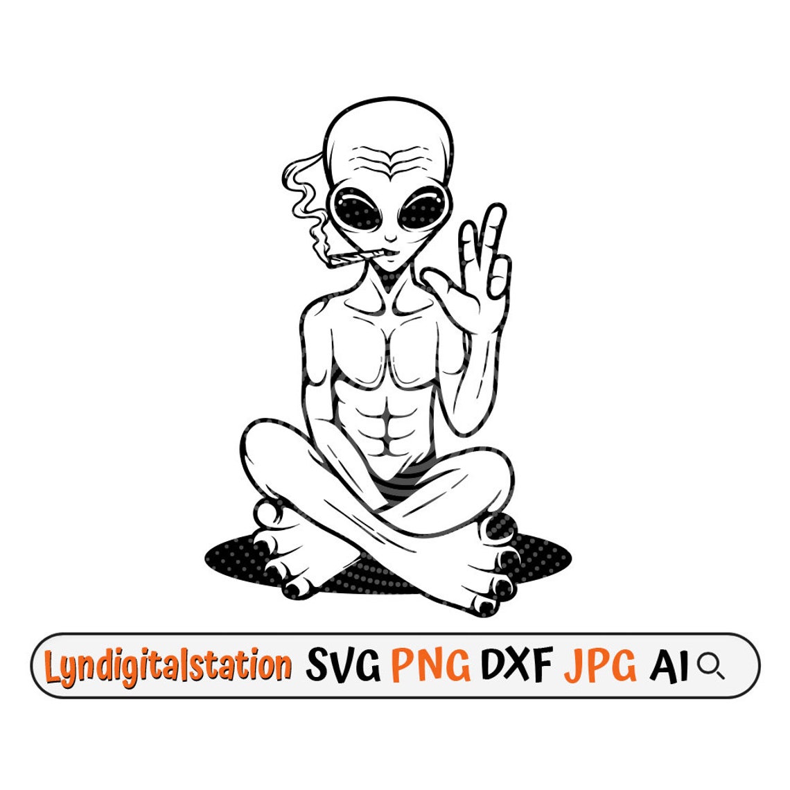 Alien Peace Svg | Alien Clipart | Smoking Joint Cut File | Alien ...