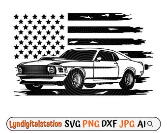 US Muscle Car Svg | Retro Car Clipart | Old Car Cut File | Vintage Stencil | Classic Car shirt Design | US Sport Car Dxf | Car Collector Png