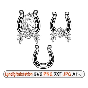 Chaussure de cheval Svg | Clipart de paquet de chaussure de cheval | Fichier de coupe de fer à cheval floral | Pochoir amoureux des chevaux | Conception de t-shirt de cow-boy occidental | Dxf | PNG