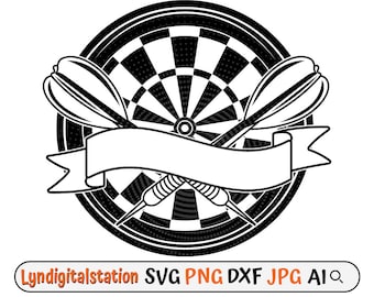 Dart Theme Svg |Target Shooting Clipart | Dart Game Cut File | Bull's Eye Stencil | Dart T-shirt Design | Indoor Sports Dxf | Dartboard PNG