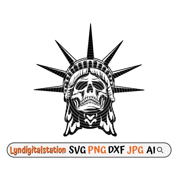 Liberty Svg | Liberty Skull Clipart |  Liberty Death Cut File |  Liberty Face Stencil | Liberty Skull Face  shirt Design | Statue Dxf | Png