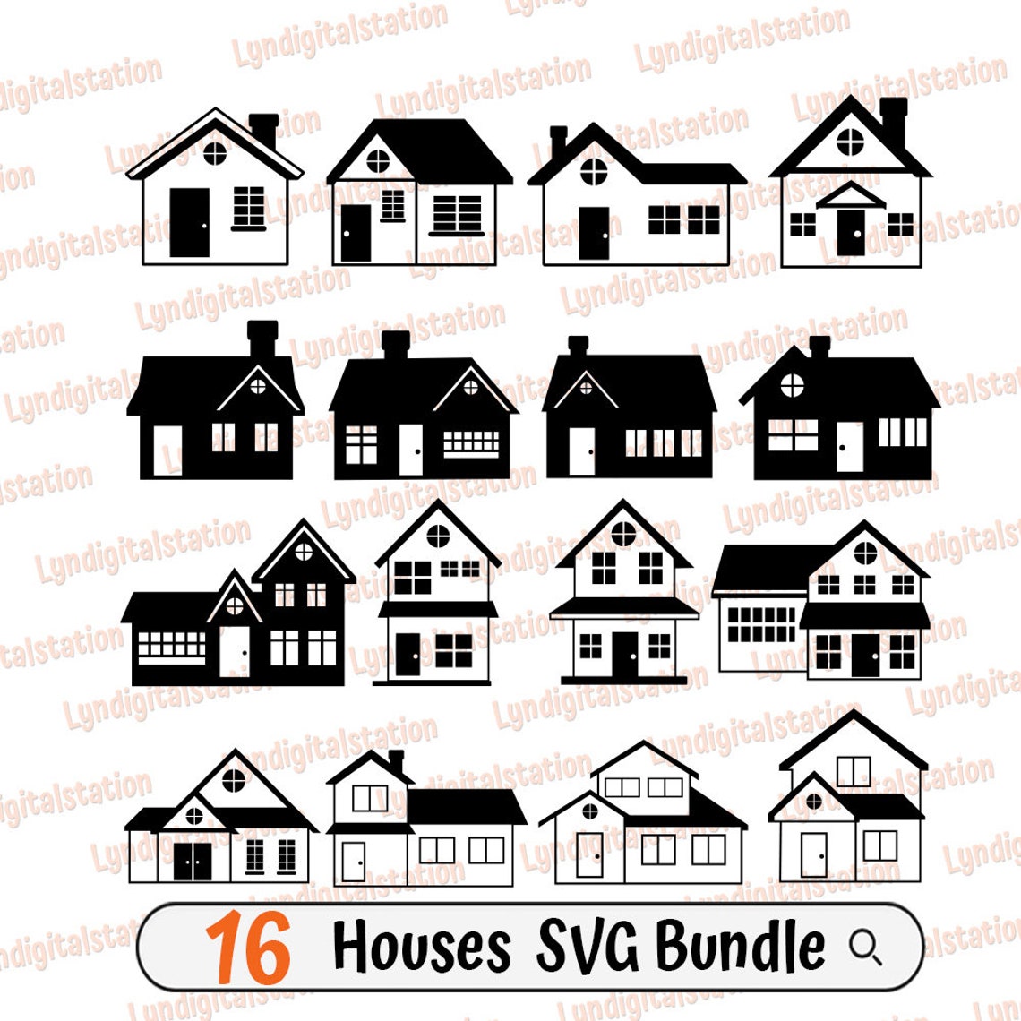 16 Houses Bundles Svg | House Design Clipart | Architectural Structure ...