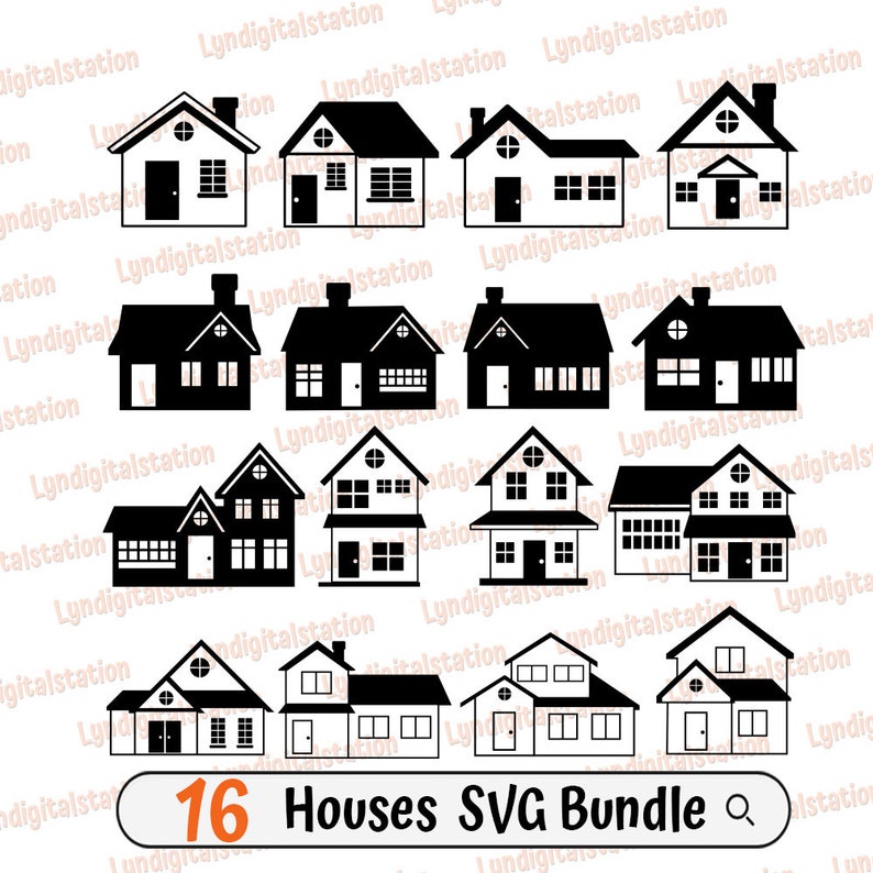 16 Houses Bundles Svg | House Design Clipart | Architectural Structure ...