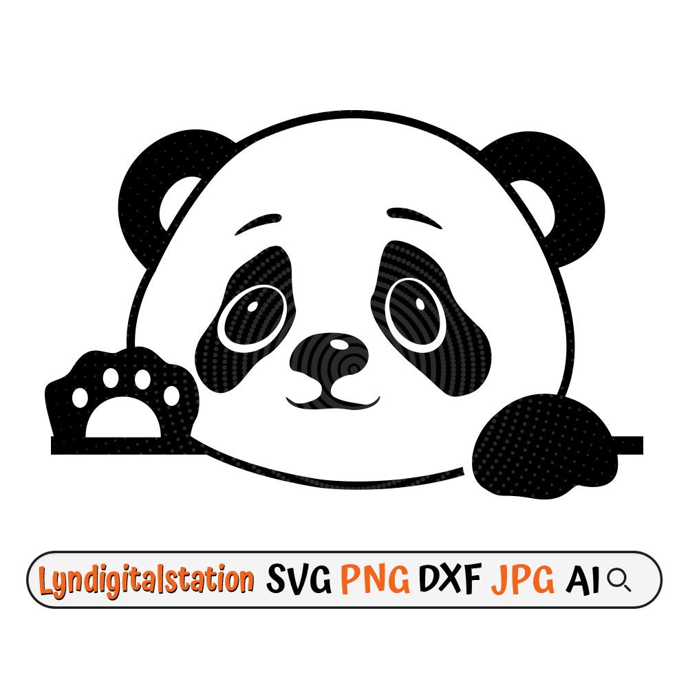 Cute Panda Svg Panda Bear Clipart Peeking Panda Cut File Cute Animal ...