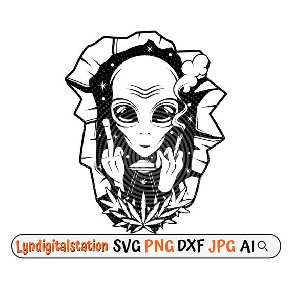 Alien Smoking Joint Svg Cannabis Clipart Marijuana Cut File - Etsy