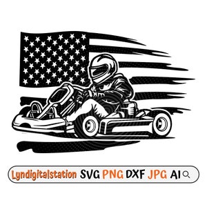 US Go Kart Svg | Kart Clipart | Racing Kart Cut File | Extreme Sports Stencil |  Go Kart Tshirt Design | Go Kart Racer Dxf | Racing Kart Png