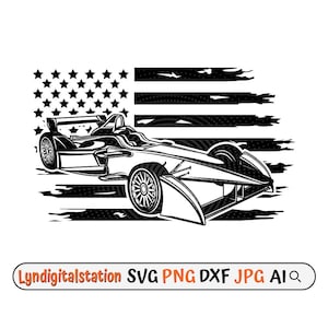 US Racing Car Svg | Racecar Clipart | Sports Car Cut File | Car Lover Stencil | Race Driver T-shirt Design | US Open Wheel Racer Dxf | Png