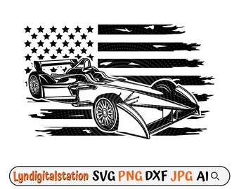 US Racing Car Svg | Racecar Clipart | Sports Car Cut File | Car Lover Stencil | Race Driver T-shirt Design | US Open Wheel Racer Dxf | Png