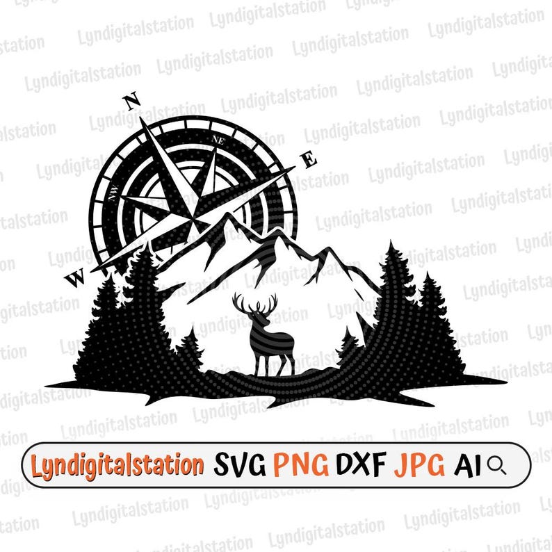 Compus With Deer Deer Hunting Svg | Outdoor Hunting Clipart | Compass Cut File ...