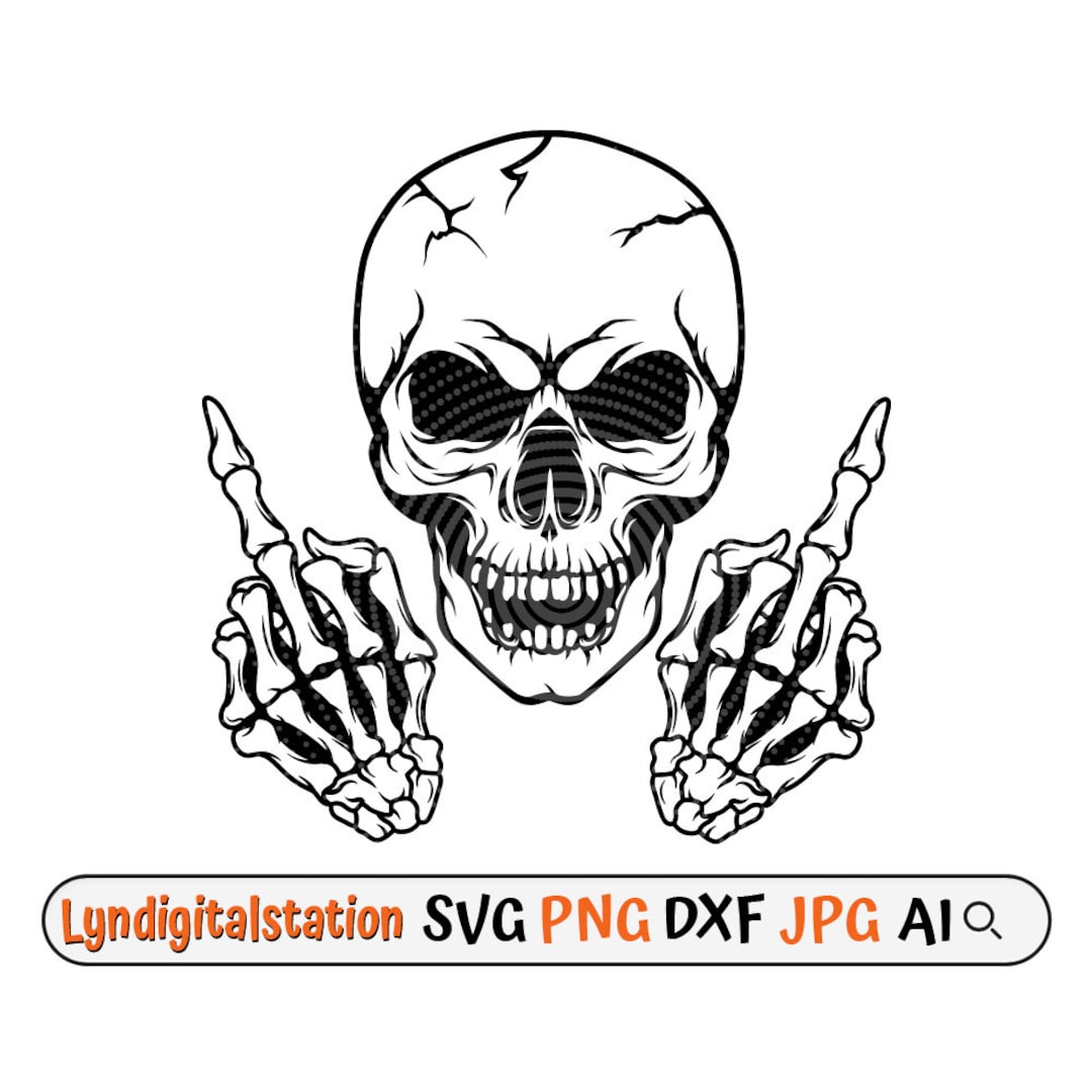 Totenkopf Mittelfinger Svg Totenkopf Clipart Schädel - Etsy.de