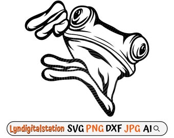 Frosch späht SVG | Kröten Clipart | Schwanzlose Amphibien Cut File | Wile life Schablone | Frosch T-Shirt Design | Kröte Peek a Boo Dxf | Png